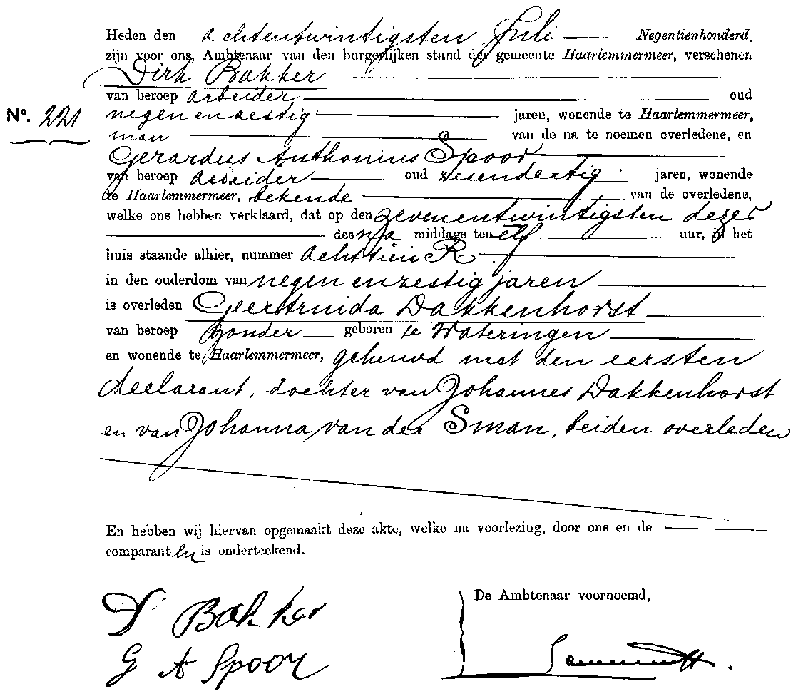 19000728 ovl akte 221 Geertruida Dakkenhorst ev Dirk Bakker